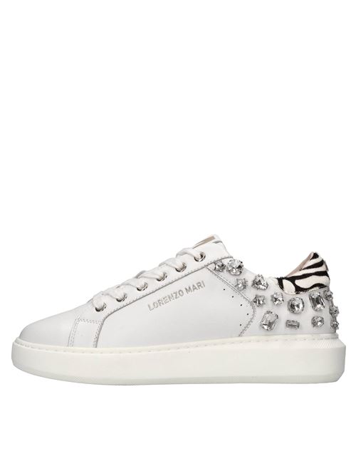 Sneakers in pelle cavallino e strass LORENZO MARI | SIRIO LEATHERBIANCO-ZEBRA